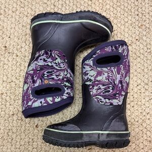 Bogs Kids Waterproof Boots - Purple Marble Print Size 11